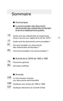 L  Accès aux documents administratifs : neuvième rapport d activité 1995-1998