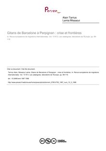 Gitans de Barcelone à Perpignan : crise et frontières - article ; n°3 ; vol.13, pg 99-119