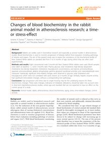Changes of blood biochemistry in the rabbit animal model in atherosclerosis research; a time- or stress-effect