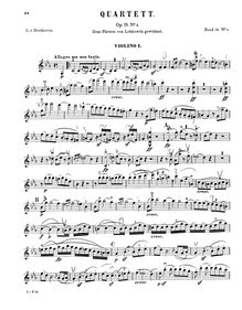 Partition violon 1, corde quatuor No.4, Op.18/4, C minor, Beethoven, Ludwig van par Ludwig van Beethoven