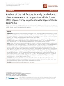 Analysis of the risk factors for early death due to disease recurrence or progression within 1 year after hepatectomy in patients with hepatocellular carcinoma