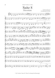 Partition  8 en C major - alternate parties(violons III pour altos I, Octave violon/Violotta pour altos II, Cembalo/ Organo), Le Journal Du Printemps