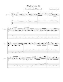 Partition No.4 en D major, after F.J. Haydn, Beginner guitare Scales Melodies