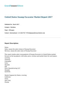 United States Swamp Excavator Market Report 2017