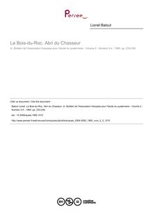 Le Bois-du-Roc. Abri du Chasseur - article ; n°3 ; vol.2, pg 233-236