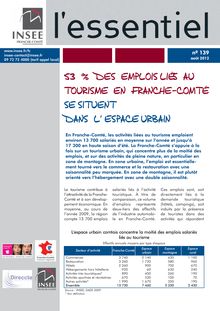 53 % des emplois liés au tourisme en Franche-Comté se situent dans l espace urbain