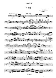 Partition basson, Trio No.1 pour Piano, hautbois et basson, Op.5