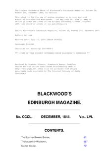 Blackwood s Edinburgh Magazine, Volume 56, Number 350, December 1844