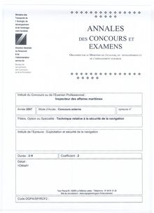 Exploitation et sécurité du navire 2007 Concours Externe Inspecteur des Affaires Maritimes