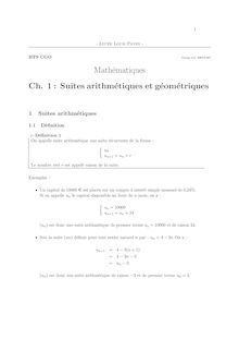 1 - Mathématiques Ch. 1 : Suites arithmétiques et géométriques
