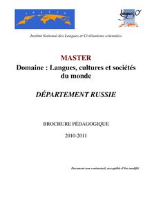 Brochure Master russe 2010
