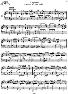 Partition complète, 12 Variations on Je suis Lindor, E♭ major, Mozart, Wolfgang Amadeus par Wolfgang Amadeus Mozart