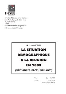 Le bilan démographique à La Réunion en 2003.