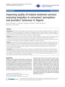 Improving quality of malaria treatment services: assessing inequities in consumers  perceptions and providers  behaviour in Nigeria
