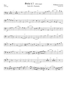 Partition viole de basse, clef en basse et en alto,  No. 4 pour two violes de gambe et orgue