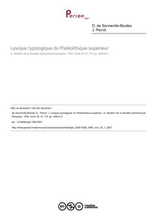Lexique typologique du Paléolithique supérieur - article ; n°7 ; vol.53, pg 408-412