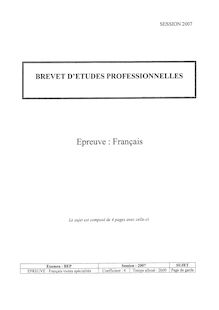Français 2007 BEP - Carrières sanitaires et sociales