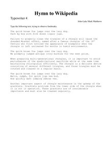 Partition Typewriter 4, Hymn to Wikipedia, D major, Matthews, John-Luke Mark