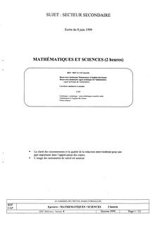 Mathématiques - Sciences 1999 CAP Maintenance et Hygiène des Locaux