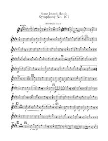 Partition trompette 1, 2 (en D, C, Transposed en B♭), Symphony No.101 en D major “pour Clock”