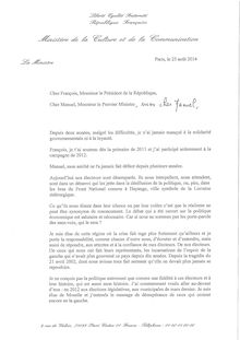 Lettre ouverte de Filippetti à Hollande et Valls 