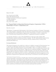 Comment letter to NCOIL on proposed PEO workers  comp model law (March 2007) 