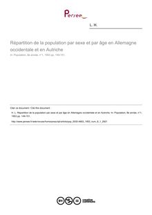 Répartition de la population par sexe et par âge en Allemagne occidentale et en Autriche - article ; n°1 ; vol.8, pg 149-151