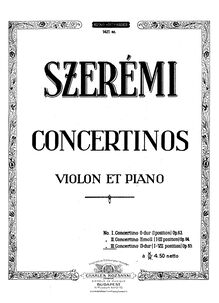 Partition de piano, Concertino No.3, D Major, Szerémi, Gustave