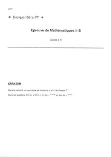Mathématiques II-B 2003 Classe Prepa PT Banque Filière PT