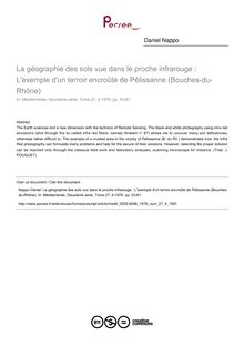 La géographie des sols vue dans le proche infrarouge : L exemple d un terroir encroûté de Pélissanne (Bouches-du-Rhône) - article ; n°4 ; vol.27, pg 53-61