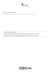 Choix des Annales  ; n°3 ; vol.45, pg 782-782