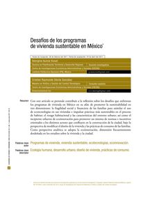 Desafíos de los programas de vivienda sustentable en México. -/-Challenges on sustainable housing in Mexico. -/-Desafios nos programas de habitação sustentável do México.