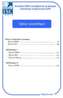 ISC 2004 epreuves option scientifique classe prepa hec (ecs)