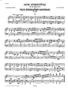Sechs Kinderstücke par Felix Mendelssohn