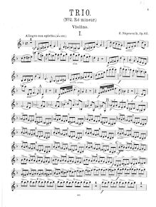 Partition de violon, Piano Trio No.2, D minor, Nápravník, Eduard