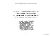 Pascal de L’Estocart - Chansons spirituelles et psaumes polyphoniques