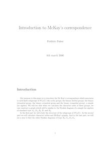 Introduction to McKay s correspondence