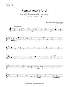 Partition flûte 3, 6 Trio sonates, Sonates en trio pour trois flûtes traversières sans basse par Joseph Bodin de Boismortier