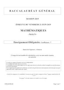 Bac 2019 : sujets de maths obligatoire, série S