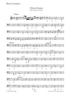Partition Continuo, Ottava Sonata  A Doi. Fagotto & violon, Castello, Dario