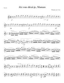 Partition complète, 12 Variations on Ah, vous dirai-je maman, C major par Wolfgang Amadeus Mozart