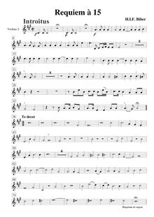 Partition violons 2, Requiem à 15, A major, Biber, Heinrich Ignaz Franz von