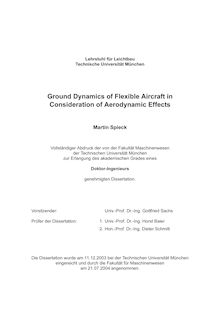 Ground dynamics of flexible aircraft in consideration of aerodynamic effects [Elektronische Ressource] / Martin Spieck