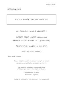 Sujet BAC techno 2015 : LV2 Allemand