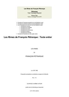 Les Rimes de François Pétrarque