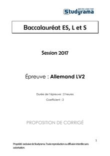 Corrigé Bac ES, S et L 2017 - LV2 Allemand