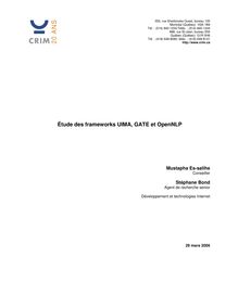 Étude des frameworks UIMA, GATE et OpenNLP