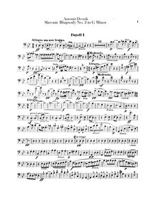 Partition basson 1, 2, Slavonic Rhapsodies, Slovanské rapsodie, Dvořák, Antonín par Antonín Dvořák