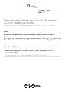 Ensembles sédimentaires et formes d érosion du Quaternaire sous-marin de la Manche orientale - article ; n°4 ; vol.14, pg 71-75