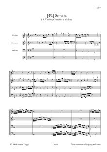 Partition complète avec continuo, Sonata à , violon, Cornetto e grande viole